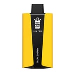 Un appareil de vapotage jaune et noir étiqueté " BANG KING 30K PRO " avec " TRIPLE BERRY " écrit sur le devant.