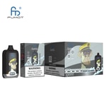 Verpackung und Produktpräsentation des digitalen Box-Vape-Geräts FUMOT mit gemischtem Beerengeschmack, mit einem Cartoon-Affenkapitän-Design und einem Nikotin-Warnschild.