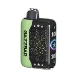 A sleek vape device with a green and black design, featuring a constellation pattern, star graphics, and "GAZZBAR" branding.