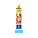 Un colorido dispositivo de vapeo desechable con la etiqueta "EVOPK Tornado" con un diseño de mono astronauta y texto con sabor a "Blue Razz Lemonade".