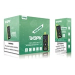 Empaque del vaporizador desechable VOPK Ultra 40000 con sabores Fizzy Lemon & Lime y Watermelon Fresh Mint, con detalles del producto, etiqueta de 40000 inhalaciones y advertencia de nicotina en un lugar destacado.