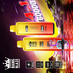 Promotional image for Bang Blaze 4-in-1 vape devices featuring two colorful vape pens, flavor options, and product highlights like 60,000 puffs, 6500mAh battery, 1.0Ω coil, Type-C charging, and digital display, set against a vibrant, cosmic landscape background.