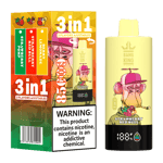 Bang King vape product packaging featuring a cartoon monkey in a pink cap, advertising three flavors (strawberry pomp, strawberry red bull, berry lemonade) with a nicotine warning and colorful graphics.