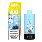 Bang King Vapen disposable vape device and packaging featuring a cartoon blue ape, the flavor "Blue Razz," a 3-in-1 flavors label, and a nicotine addiction warning.