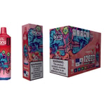 Bang disposable vape packaging and product in the Strawberry Ice flavor, featuring colorful, graffiti-style artwork of a skull, product warnings about nicotine, and labels indicating 12,000 puffs and mesh coil technology.