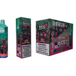 Bang disposable vape product packaging in watermelon bubble gum flavor featuring a cartoon zombie illustration, large product warning labels about nicotine, and branding details showing 1200 puffs and mesh coil.