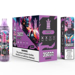 Bang King Tornado Love 66 Einweg-Vape-Verpackung und -Gerät mit lebendigem Roboter-Motiv, Etikett für 35.000 Züge und einer Warnung vor Nikotinsucht.