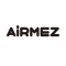 Czarny, pogrubiony, stylizowany tekst logo z napisem 'AiRMEZ' z zaokrąglonymi literami na przezroczystym tle