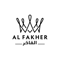 Elegant crown logo with "AL FAKHER" and Arabic script الفاخر beneath, minimalist black on white.
