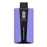 Un appareil de vape violet avec un panneau central noir, étiqueté " BANG KING 30K PRO " et " STRAWBERRY GRAPE "."