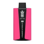 Un appareil à vapoter rose et noir avec une étiquette indiquant " BANG KING ", " 30K PRO ", " 76% " et la saveur " STRAWBERRY WATERMELON "."