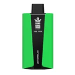 Un appareil de vape rectangulaire avec un extérieur vert proéminent et des accents noirs, étiqueté " BANG KING COLOR 30K PRO " avec la saveur " WATERMELON " affichée sur le devant.