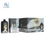 ミックスベリー風味の FUMOT デジタル ボックス VAPE デバイスのパッケージと製品ディスプレイ。漫画の猿のキャプテンのデザインとニコチン警告ラベルが特徴です。.