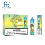 A product box and vape device labeled as "Blue Razz Lemonade" with graphics of a monkey wearing a hat and goggles. The box features a warning about nicotine being an addictive chemical.