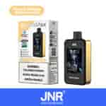 Peach Mango Watermelon flavored JNR MediaMax vape with 2.4" HD display, 40,000 puffs capacity, and nicotine warning label.