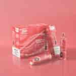 Red packaging of disposable shisha hookah labeled "Watermelon Ice" with 15,000 puffs, featuring product details and a warning about nicotine.