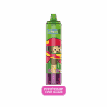 A green VOPK Tornado disposable vape with a cartoon monkey wearing a red helmet and the flavor labeled as Kiwi Passion Fruit Guava.
