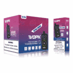 Packaging for VOPK disposable vape, featuring "Ultra 40000" puffs, flavors "Blue Razz Cherry" and "Strawberry Raspberry," with warning label stating nicotine is an addictive chemical.