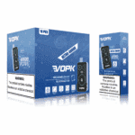 Packaging of VOPK Ultra 40000 puffs disposable vape featuring Watermelon Ice and Blue Razz Ice flavors, with a warning label stating "This product contains nicotine. Nicotine is an addictive chemical."