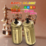 Zwei goldene Einweg-E-Shisha-Geräte mit der Aufschrift 'Bang Blaze' und 'Grape Mint' vor verzierten Kronen, mit Werbetext, der 42.000 Züge und Produktmerkmale hervorhebt.