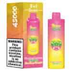 Pacote e dispositivo de vape descartável Bang King Triple de cores vivas com gradiente rosa a amarelo, apresentando sabores Morango Framboesa, Melão Triplo e Abacaxi Sour Mango, incluindo um grande rótulo de advertência de nicotina.