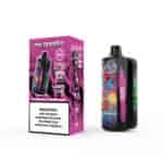 Mr. Goodie disposable vape in Blueberry Lemon Mint flavor with colorful graffiti-style design on both the device and packaging, highlighting features like two modes, 22W power, 40ml e-liquid, and a nicotine warning label.