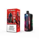 Mr. Goodie Watermelon Bubble Gum vape device and packaging, featuring product details, flavor name, usage modes, and a nicotine warning label.