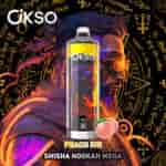 OKSO Peach Ice shisha hookah vape flavor with a futuristic, bearded man in sunglasses and science-fiction elements in the background, featuring mystical symbols and handwriting, plus a peach graphic.