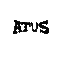 The word 'ATUS' in bold, wavy, stylized letters outlined in white on a black background.