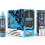 Bang King Tornado Blueberry Ice disposable vape product packaging and bottle displaying 3500 puffs, with blue and black futuristic design and nicotine warning label.