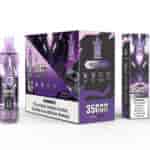 Bang King Tornado Grape Ice vape packaging featuring purple color scheme, a futuristic armored graphic, vape bottle, box, and warning label about nicotine content.