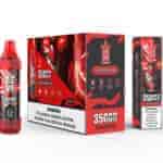 Bang King Tornado Watermelon vape packaging and device, showing red and black branding with a robotic face design, product features, and a nicotine warning label.
