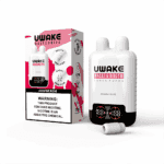 UWake Nasal & Mouth 30000 puffs vape device and packaging labeled Jasmine Rose, featuring a dual inhalation mouth and nasal option and a nicotine addiction warning.