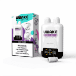UWAKe Nasal & Mouth 30000 Puffs vaping device and its packaging box featuring a Rose Lychee flavor, with dual nasal and mouth inhalation tips and a nicotine warning label.