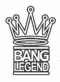 A simple line-drawing logo featuring a crown above the words 'BANG LEGEND' in bold, block letters.